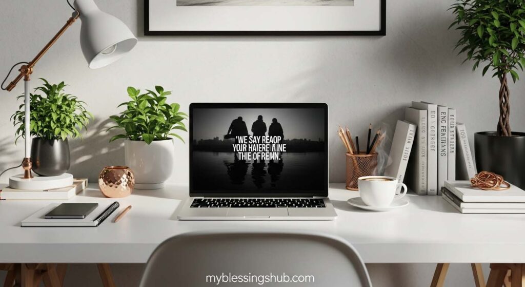 professional thursday workspace motivation desk setup with inspirational elements